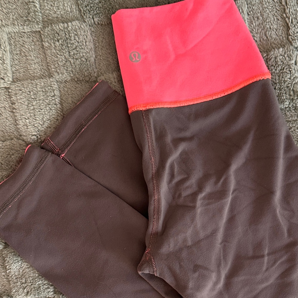 Lululemon Wunder Under Pant Leggings Grapefruit Reversible Pink/Gray - Picture 2 of 16